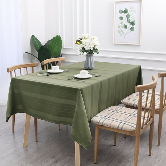 AZZCIA Waffle Stripe Rectangle Tablecloth Oblong 60''×120'',Stain and Water Resistant Table Cover for Kitchen Dinning Party 10-12 Seats, Sage Green