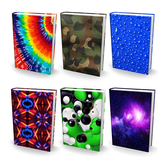 AZZS Jumbo Book Cover 9" x 11" Nylon Stretchable School Book Protector, 6 Pack Book Sox