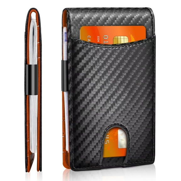 Slim Wallets for Men,  RFID Blocking Front Pocket Bifold Wallet with Money Clip, Minimalist Wallet