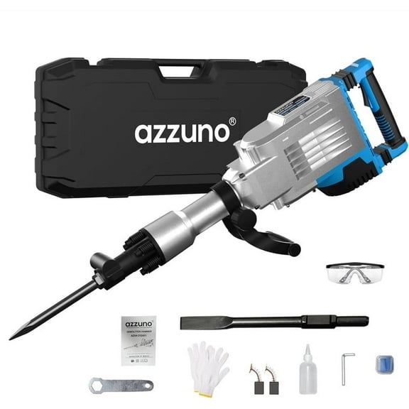 AZZUNO 3600W Demolition Jack Hammer Heavy Duty, Corded Electric Concrete Breaker Jack hammer with 2pcs Chisel Bit Chipping & Case