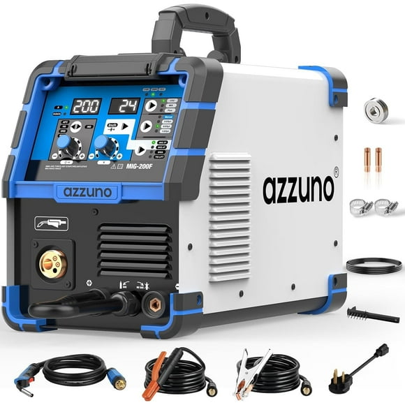 AZZUNO 4 in1 200A MIG Welder 110V/220V Gas Gasless MIG Welding Machine Flux MIG/Solid Wire/Lift TIG/Stick ARC Welder