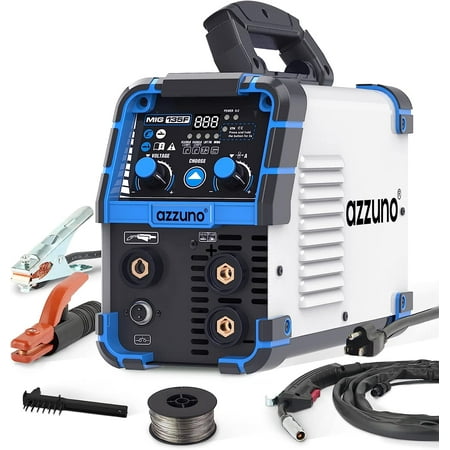 AZZUNOX 135A MIG Welder, 3 in 1 Multiprocess Welder 110V Flux Core Welder MIG/Lift TIG/Stick Welding Machine Synergic Control IGBT Inverter Welder