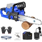 AZZUNOX 16 Inch Brushless Cordless Chainsaw, Tool-Free Tension & Auto Oiler, with Battery and Charger for Wood Cutting Tree Trimming