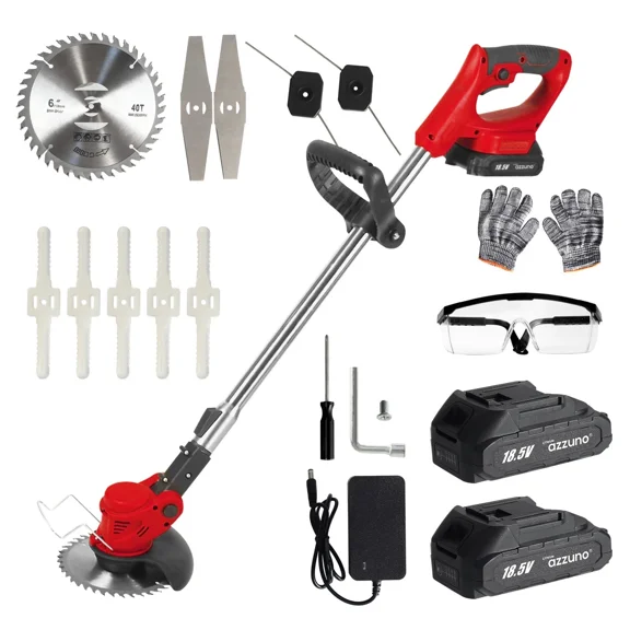AZZUNOX Electric Weed Eater Wacker, Grass Trimmer Weed Lawn Edger Eater, 24V Cordless Grass String Trimmer Cutter, Weed Wacker with 2 Battery