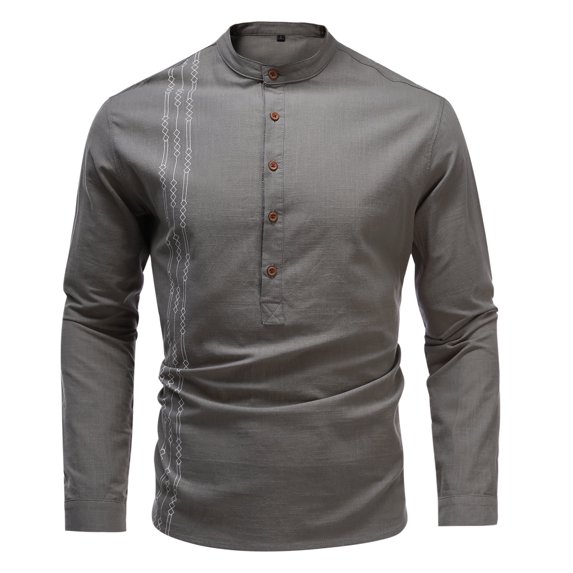 AZoiNM Men's 3/4 Sleeve Henley Shirt Smart Casual Slim Fit Button Collar Moisture-Wicking Urban Fashion Top for Spring and Fall