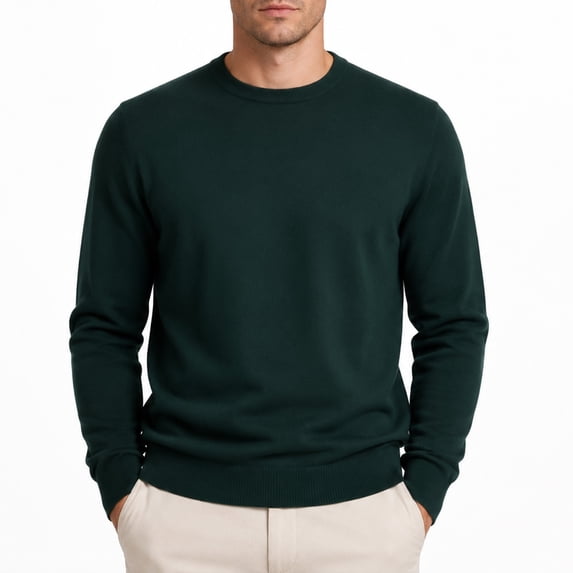 AZoiNM Men's Crewneck Sweater, Lightweight Soft Knit Pullover Sweater, Long Sleeve Casual Classic Ribbed Trim Sweater for Fall Winter