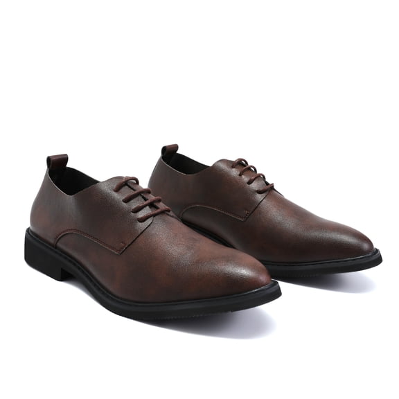 AZoiNM Men's Dress Shoes Slip Resistant Rubber Sole Business Formal Microfiber Leather