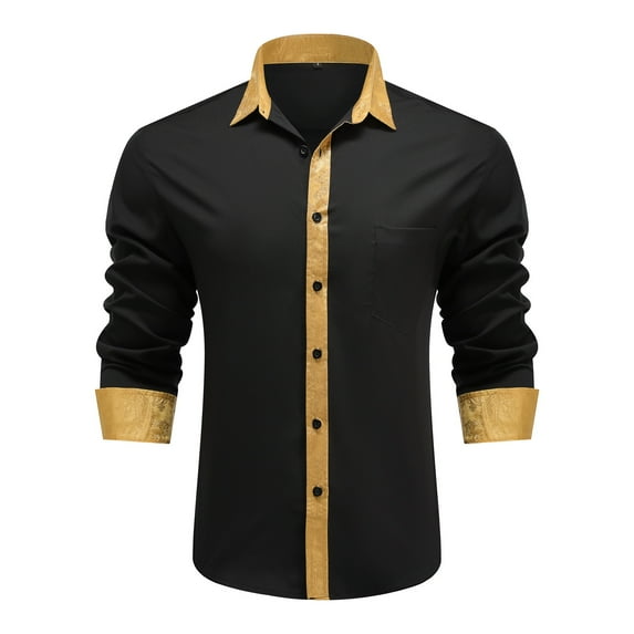 AZoiNM Men's Embroidered Long Sleeve Casual Shirt Loose Fit Button Down Polyester Top
