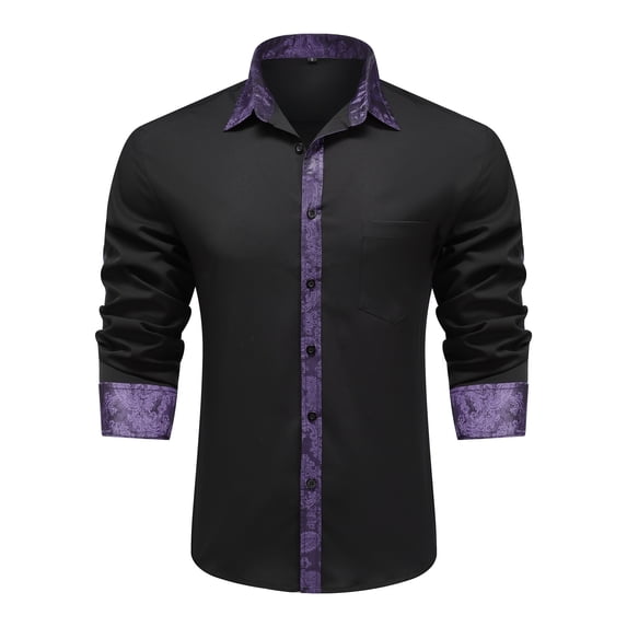 AZoiNM Men's Embroidered Long Sleeve Casual Shirt Loose Fit Button Down Polyester Top