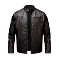 thumbnail image 1 of AZoiNM Men's Faux Leather Jacket Casual Motorcycle Biker Coat Stand Collar Zip Front Lightweight Fashion Outerwear with Zipper Pockets, 1 of 13
