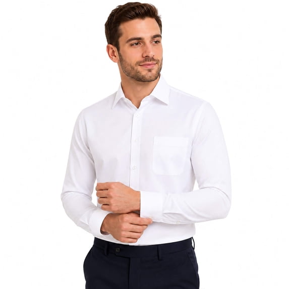 AZoiNM Men's French Cuff Dress Shirt Slim Fit Long Sleeve Business Casual Polyester