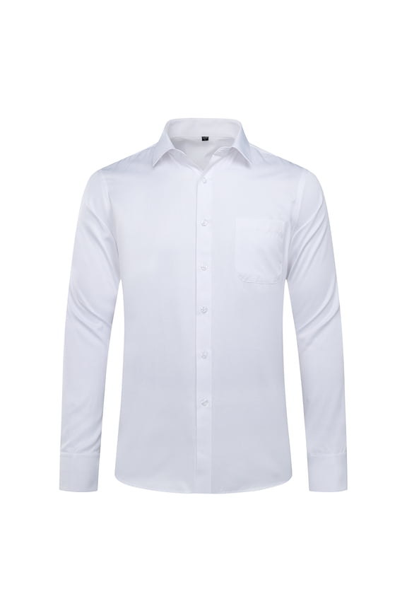 Men's French Cuff Dress Shirt Slim Fit Long Sleeve Business Casual Polyester