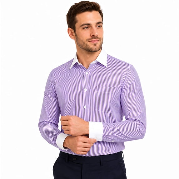 AZoiNM Men's French Cuff Dress Shirt Slim Fit Long Sleeve Business Casual Polyester