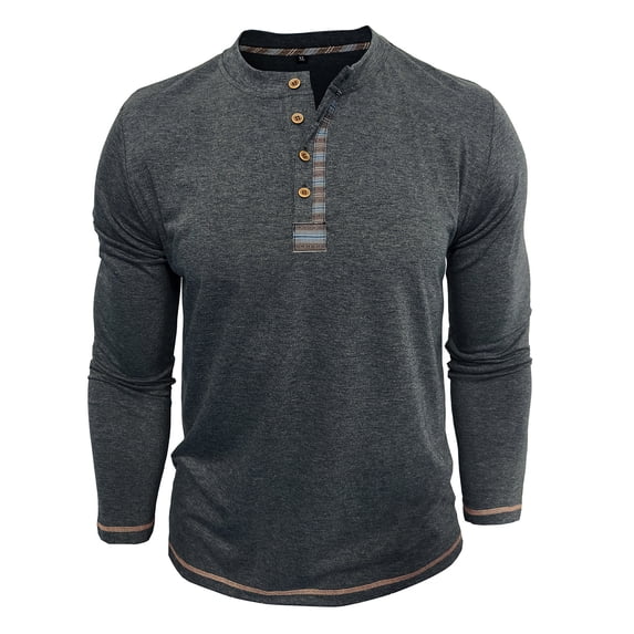 AZoiNM Men's Henley Neck Long Sleeve T-Shirt Soft Stretch Slim Fit 4 Button Placket Casual Top