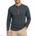 thumbnail image 1 of AZoiNM Men's Henley Neck Long Sleeve T-Shirt Soft Stretch Slim Fit 4 Button Placket Casual Top, 1 of 10