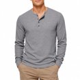 thumbnail image 1 of AZoiNM Men's Long Sleeve Henley Shirt Waffle Knit Regular Fit Casual Pullover Tee Soft Lightweight Button Front Top for Fall Winter Spring, 1 of 11