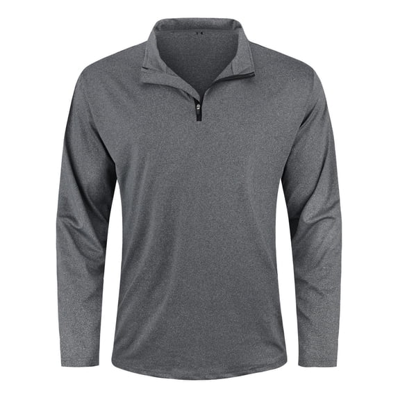 AZoiNM Men's Long Sleeve Pullover Shirt, Solid Color Stand Collar Top, Straight Fit, Lightweight Athletic Casual Shirt for Fall, Winter, Workout, Everyday Wear