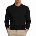 thumbnail image 1 of AZoiNM Men's Long Sleeve V-Neck Knit Polo Sweater, Soft Solid Color Pullover Sweater with 3-Button Placket, Ribbed Cuffs and Hem, Business Casual Sweater for Work and Daily Wear, 1 of 7