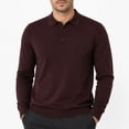 thumbnail image 1 of AZoiNM Men's Long Sleeve V-Neck Knit Polo Sweater, Soft Solid Color Pullover Sweater with 3-Button Placket, Ribbed Cuffs and Hem, Business Casual Sweater for Work and Daily Wear, 1 of 7