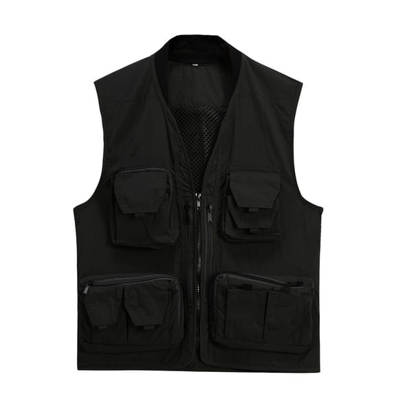 AZoiNM Men's Multi-Pocket Outdoor Vest Detachable Back Zippered Sleeveless Jacket All Season