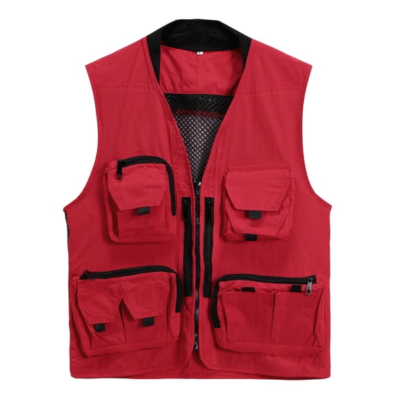 AZoiNM Men's Multi-Pocket Outdoor Vest Detachable Back Zippered Sleeveless Jacket All Season