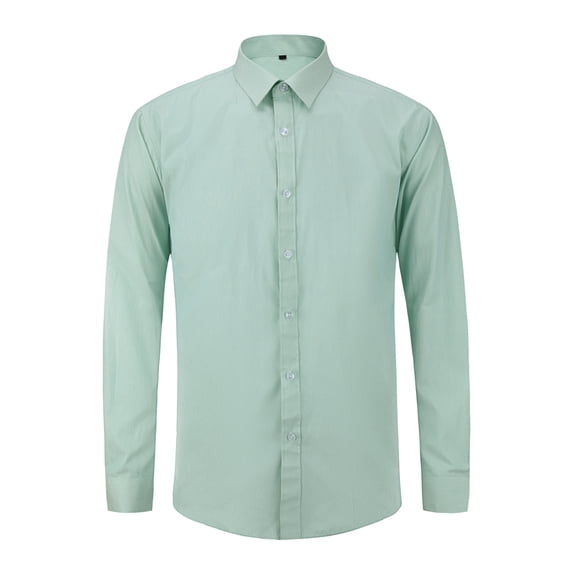 AZoiNM Men's No Pocket Dress Shirt Slim Fit Wrinkle Free Long Sleeve Point Collar Business Casual