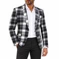 thumbnail image 1 of AZoiNM Men's Plaid Blazer Sport Coat, Black White Checkered Single Breasted Suit Jacket, Slim Fit Notch Lapel Casual Dress Jacket for Wedding Party Prom, 1 of 6