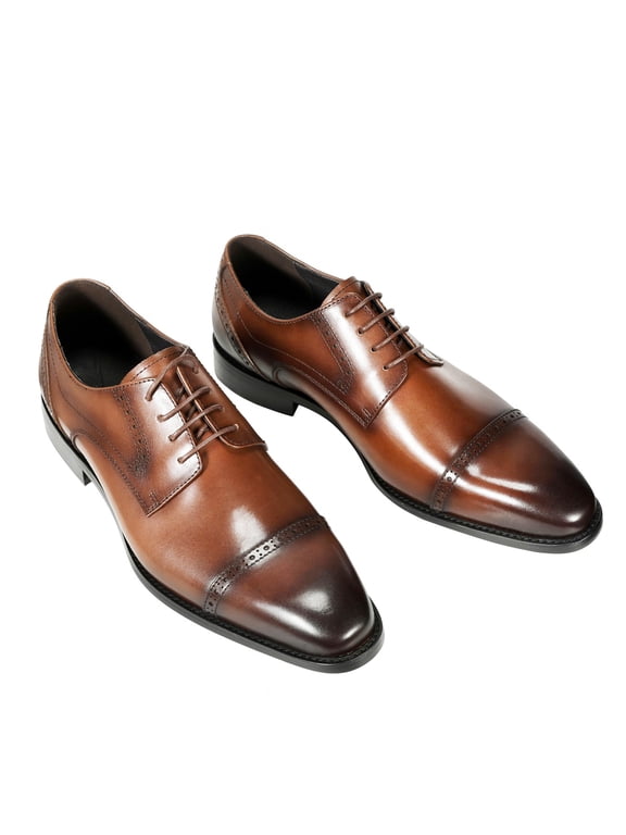 Men's Pointed Toe Oxford Shoes Business Lace Up Leather Sole Rubber Outsole