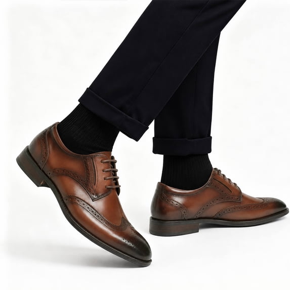 AZoiNM Men's Pointed Toe Oxford Shoes Business Lace Up Leather Sole Rubber Outsole