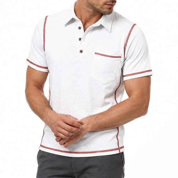AZoiNM Men's Premium Heavyweight Short Sleeve Polo T-Shirt with Pocket