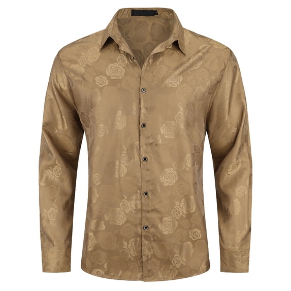 AZoiNM Men's Print Patchwork Casual Shirt Slim Fit Long Sleeve No Pocket