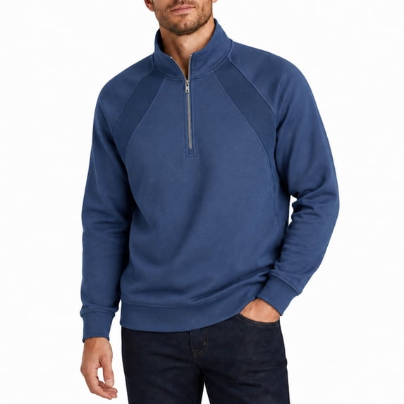 AZoiNM Men's Quarter Zip Pullover Sweatshirt, Casual Long Sleeve Mock Neck Fleece Sweatshirt with Ribbed Cuffs and Hem, Midweight Fall Spring Sweater Top