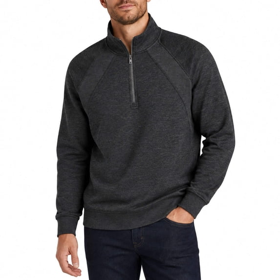 AZoiNM Men's Quarter Zip Pullover Sweatshirt, Casual Long Sleeve Mock Neck Fleece Sweatshirt with Ribbed Cuffs and Hem, Midweight Fall Spring Sweater Top
