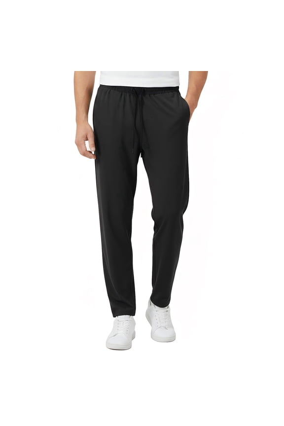 Men's Quick-Dry Athletic Pants Loose Fit Straight Leg Reflective Elastic Waistband