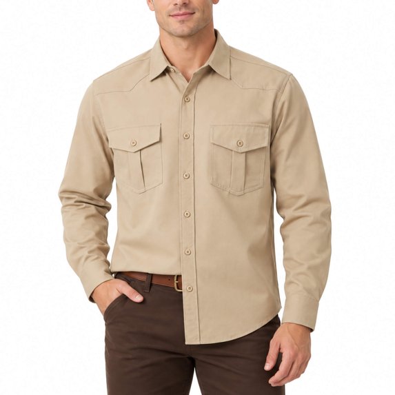 AZoiNM Men's Relaxed Fit Long Sleeve Button Down Casual Shirt Solid Color Wrinkle-Free Shirt with Chest Pockets