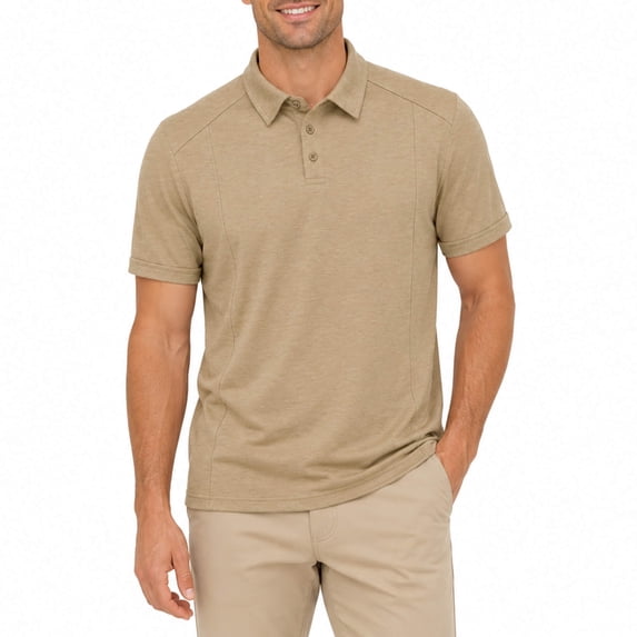 AZoiNM Men's Relaxed Fit Short Sleeve Polo Shirt, Casual Solid Performance Golf Polo with Seam Details