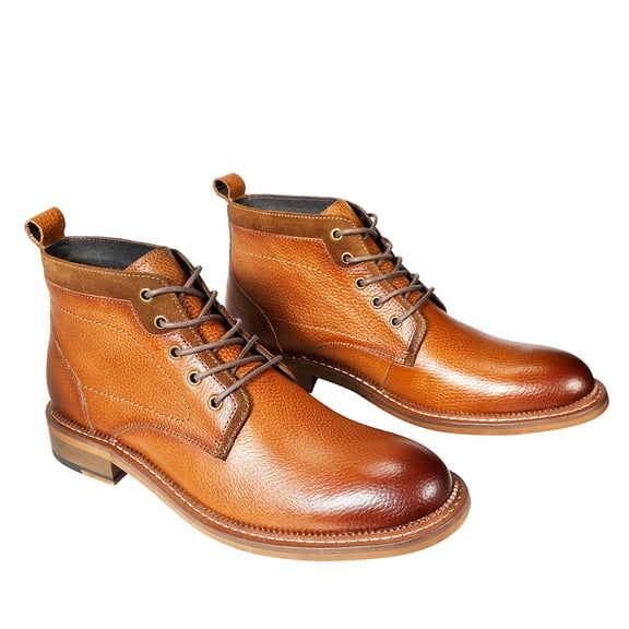 AZoiNM Men's Round Toe High Top Polo Boots Business Casual Leather Rubber Sole