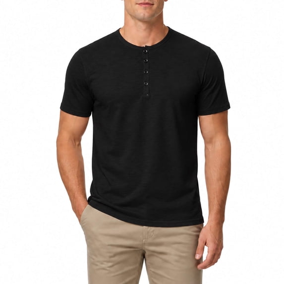 AZoiNM Men's Short Sleeve Henley Shirt, Slim Fit Casual Cotton T-Shirt with Button Placket