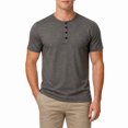 thumbnail image 1 of AZoiNM Men's Short Sleeve Henley Shirt, Slim Fit Casual Cotton T-Shirt with Button Placket, 1 of 12