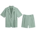 thumbnail image 1 of AZoiNM Men's Short Sleeve Shorts Suit Set Summer Two Button Notch Lapel Loose Fit, 1 of 8