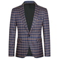 thumbnail image 1 of AZoiNM Men's Single Breasted Plaid Blazer Slim Fit Notch Lapel One Button Casual Sport Coat, 1 of 10
