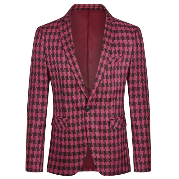 AZoiNM Men's Single Breasted Plaid Blazer Slim Fit Notch Lapel One Button Casual Sport Coat