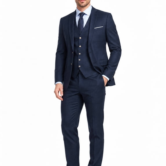 AZoiNM Men's Slim Fit 3-Piece Plaid Suit, 2-Button Notch Lapel Blazer Jacket Vest & Trousers, 4D Tailored All-Season Suit Set for Banquet Wedding