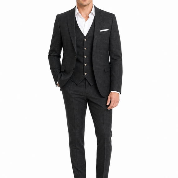 AZoiNM Men's Slim Fit 3-Piece Plaid Suit, 2-Button Notch Lapel Blazer Jacket Vest & Trousers, 4D Tailored All-Season Suit Set for Banquet Wedding