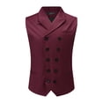 thumbnail image 1 of AZoiNM Men's Slim Fit Double Breasted Vest Notch Lapel Business Casual Polyester Rayon, 1 of 9