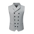 thumbnail image 1 of AZoiNM Men's Slim Fit Double Breasted Vest Notch Lapel Business Casual Polyester Rayon, 1 of 10