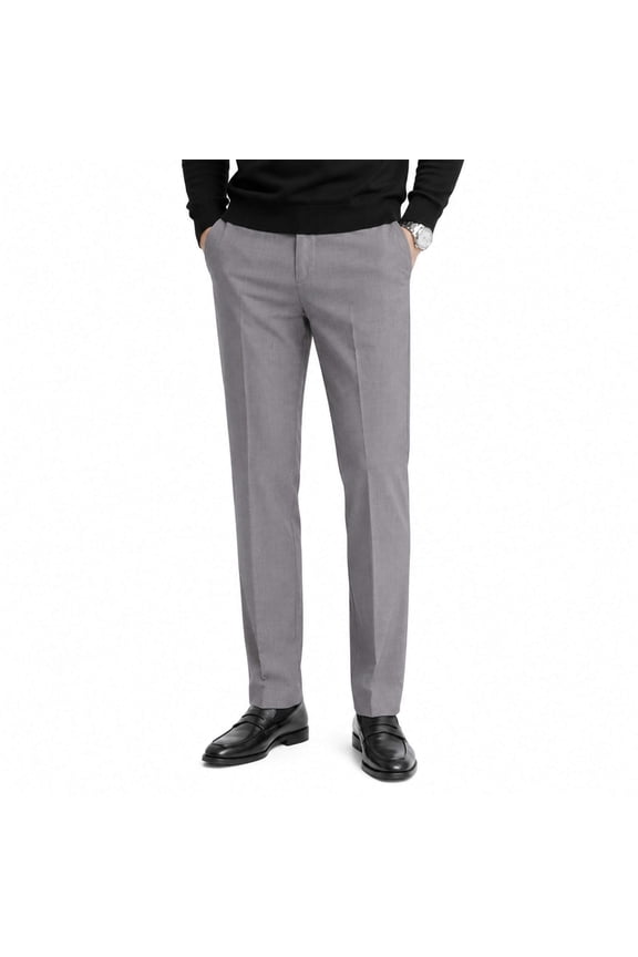 Men's Slim Fit Dress Pants Flat Front Business Casual Trousers 4 Pocket Polyester Viscose Blend