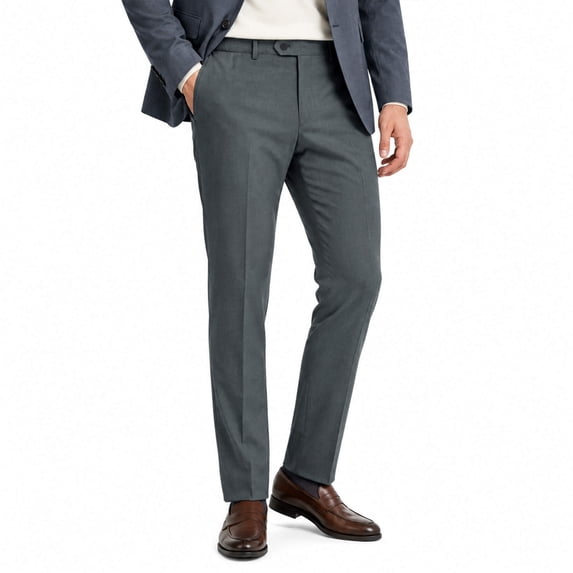 AZoiNM Men's Slim Fit Dress Pants Flat Front Business Casual Trousers 4 Pocket Polyester Viscose Blend