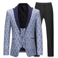 thumbnail image 1 of AZoiNM Men's Slim Fit Floral Suit Set Three Piece Wedding 2 Button Notch Lapel Blazer Vest Pants, 1 of 8