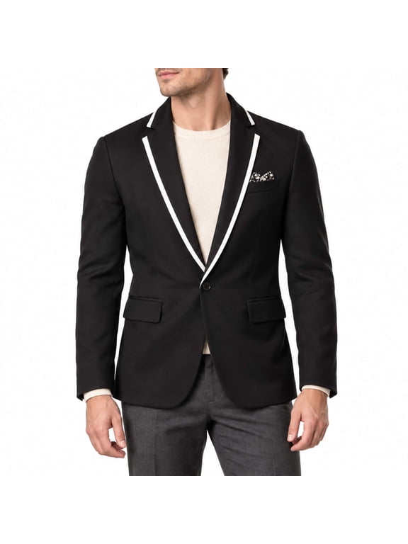 Men's Slim Fit One Button No Vent Casual Blazer Wrinkle-Free Polyester Sport Coat